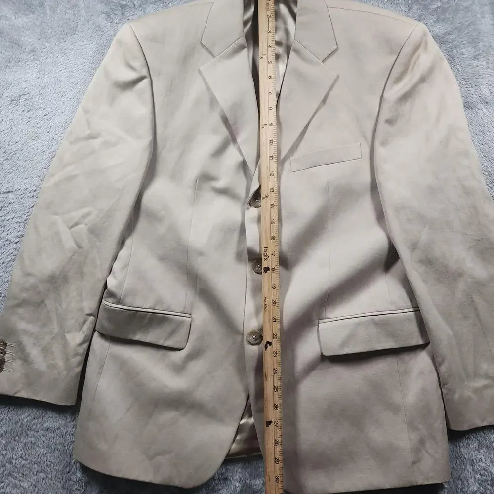 Banana Republic Blazer Mens 40S Beige Cotton Linen Sport Coat Jacket Made Turkey